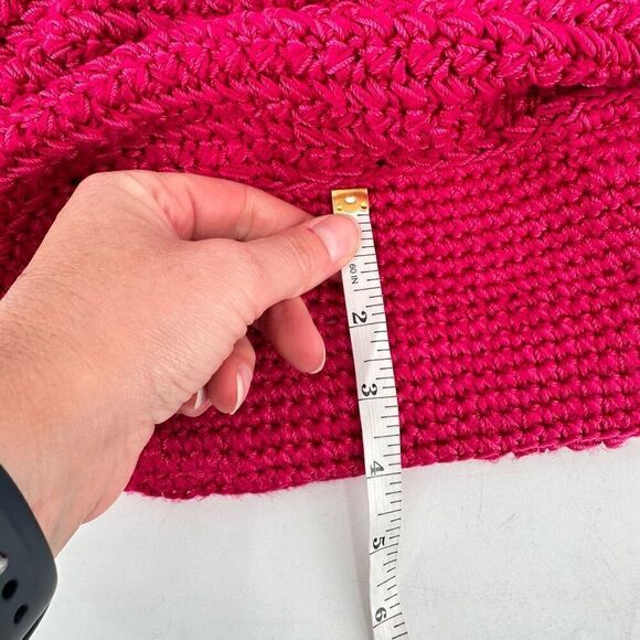 The Sak Women's Beaded Wrapped Handle knit Crochet Hobo Shoulder Bag Pink Small - Picture 7 of 12
